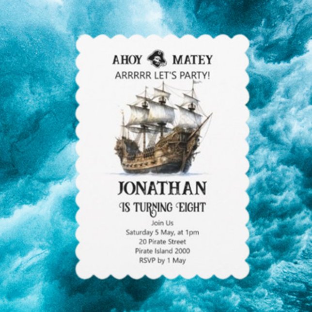 Pirate Party Ship Birthday Invitation ( Set sail on an unforgettable adventure—invite friends today!)