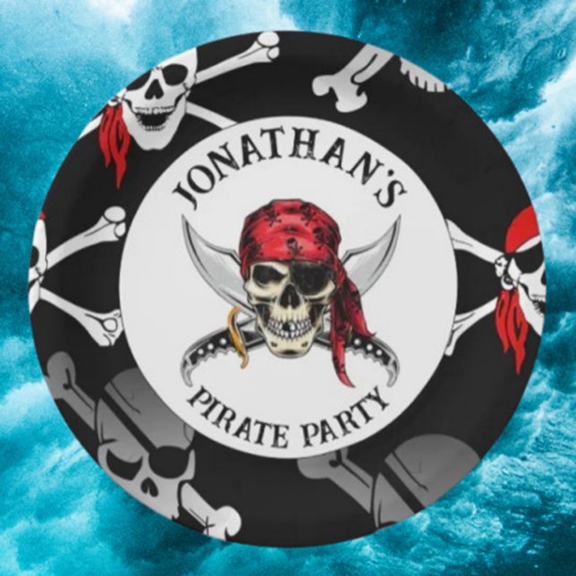 PIRATE PARTY SKULLS Paper Plate ( impress your guests and add a special themed touch to your dessert table.)