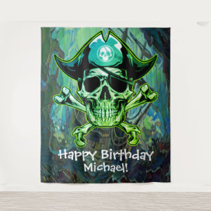  Pirate Party with Our Captain Crossbones backdrop Tapestry