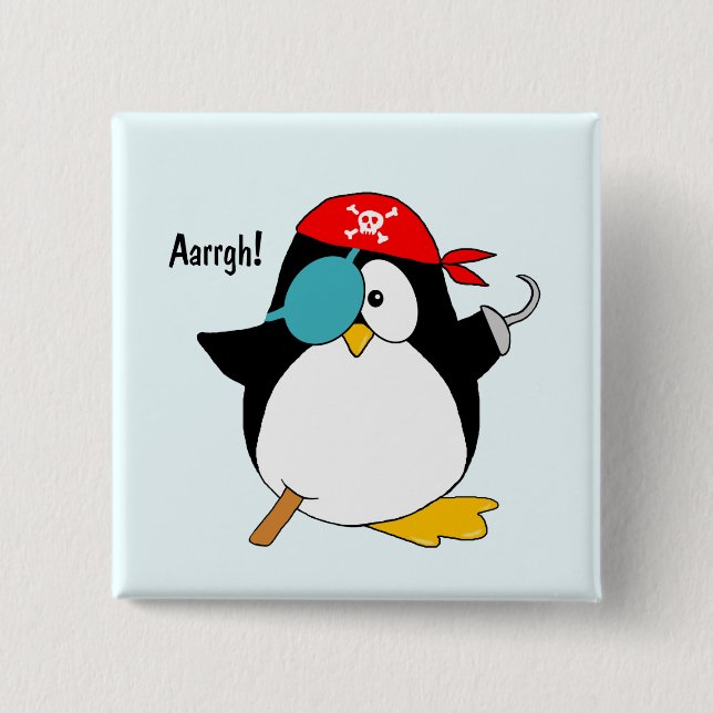 Pirate Penguin Argh! 15 Cm Square Badge (Front)