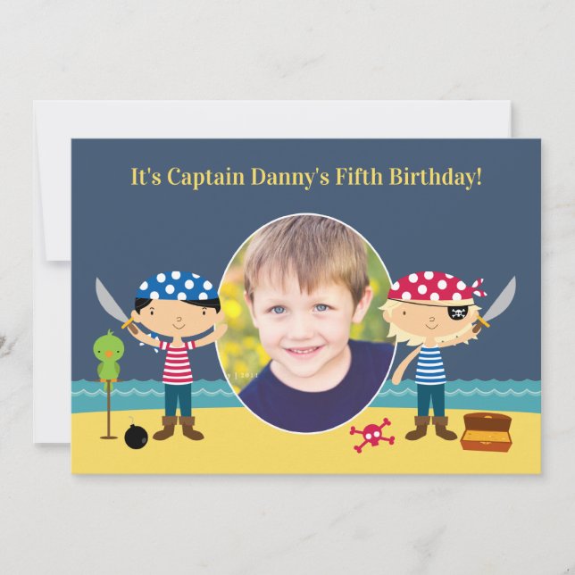 Pirate Photo Birthday Invitation (Front)