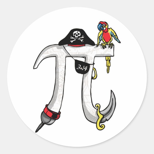Pirate Pi Day Gear Classic Round Sticker (Front)
