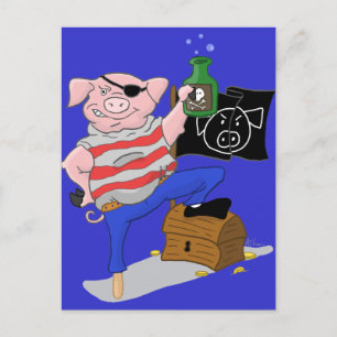 Pirate Pig Captain Cartoon Postcard