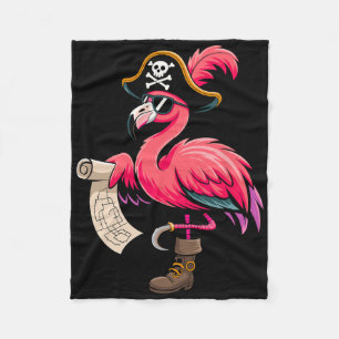 Pirate Pink Flamingo Funny Halloween Party Costume Fleece Blanket