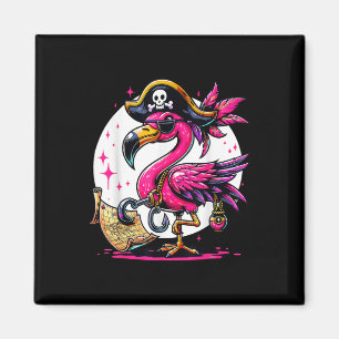 Pirate Pink Flamingo Halloween Party - Jolly Roger Magnet