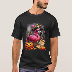 Pirate Pink Flamingo Treasure Map Pumpkins And Hal T-Shirt