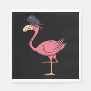 Pirate Pink Flamingo With Eyepatch Halloween Napkin