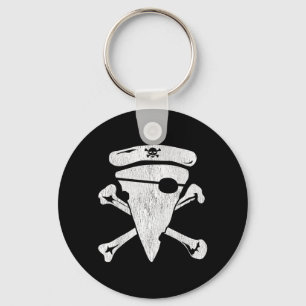 Pirate Pizza Skull Crossbones Funny Halloween Key Ring