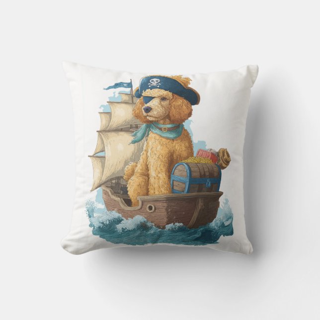 Pirate Poodle � Funny Sea Dog Cushion (Front)