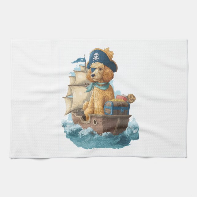 Pirate Poodle � Funny Sea Dog Tea Towel (Horizontal)