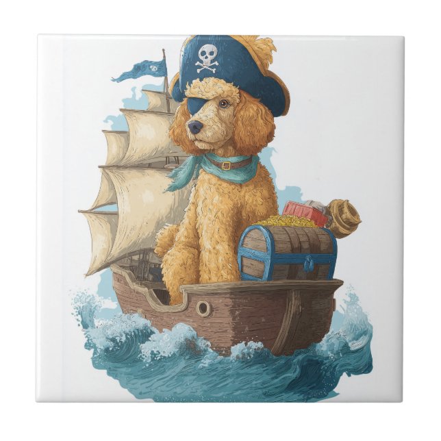 Pirate Poodle � Funny Sea Dog Tile (Front)