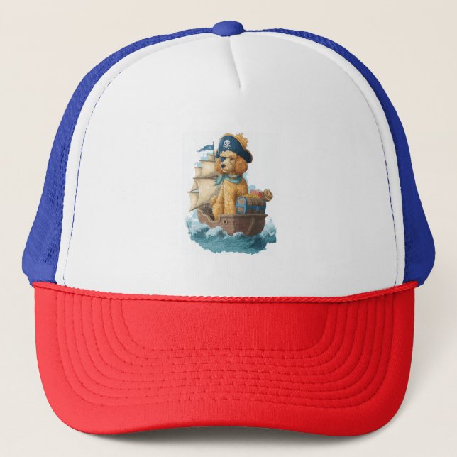 Pirate Poodle � Funny Sea Dog Trucker Hat (Front)