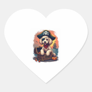 Pirate Poodle Plunder Heart Sticker