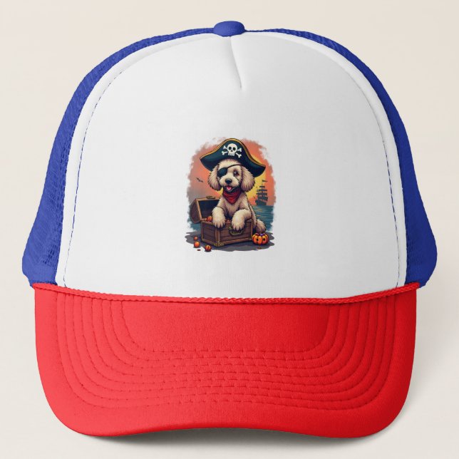 Pirate Poodle Plunder Trucker Hat (Front)