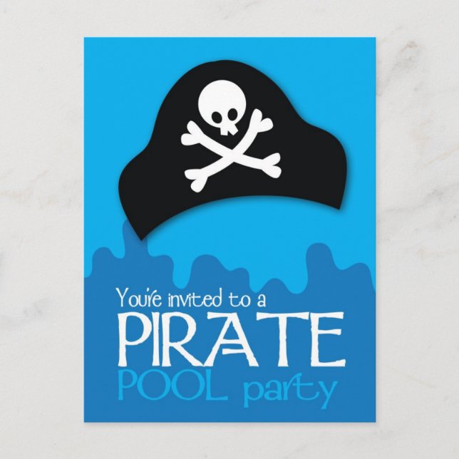 Pirate pool party invitation postcard (Front)
