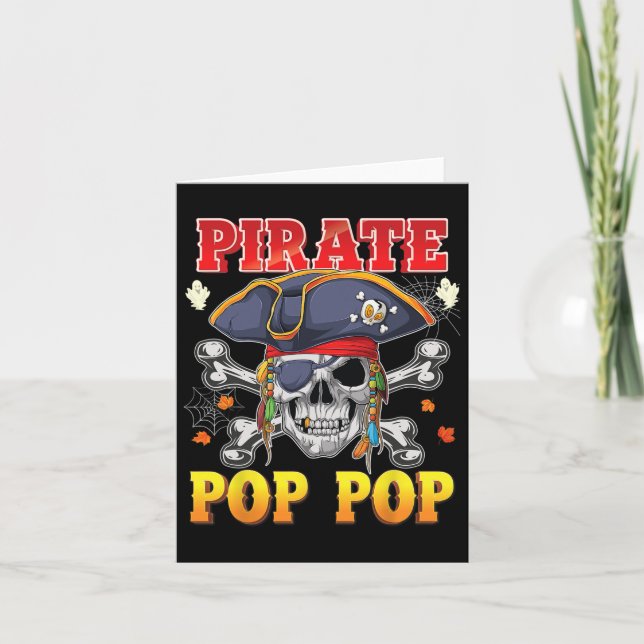Pirate Pop-pop Skull Crossbones Halloween Costume  Card (Front)