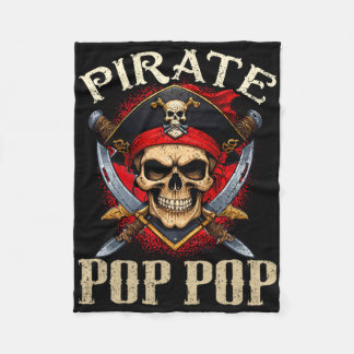 Pirate Pop Pop Skull Jolly Roger Halloween Pirate  Fleece Blanket