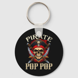 Pirate Pop Pop Skull Jolly Roger Halloween Pirate Key Ring