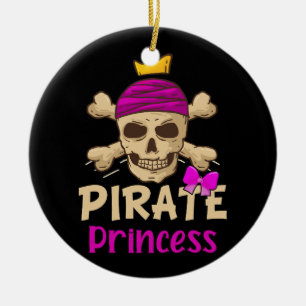 Pirate Princess Halloween Costume Crossbone Skull  Ceramic Tree Decoration