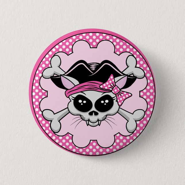 Pirate Princess Kitty Skull 6 Cm Round Badge (Front)