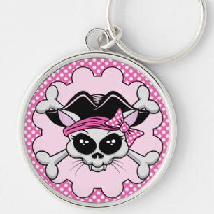 Pirate Princess Kitty Skull Key Ring