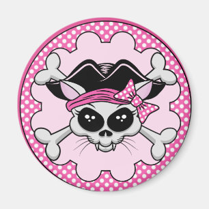 Pirate Princess Kitty Skull Magnet