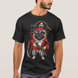 Pirate Pug Dog Halloween Costume Men Women Boys T-Shirt