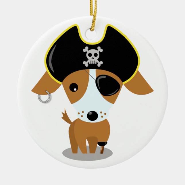 Pirate Puppy Ceramic Tree Decoration (Front)