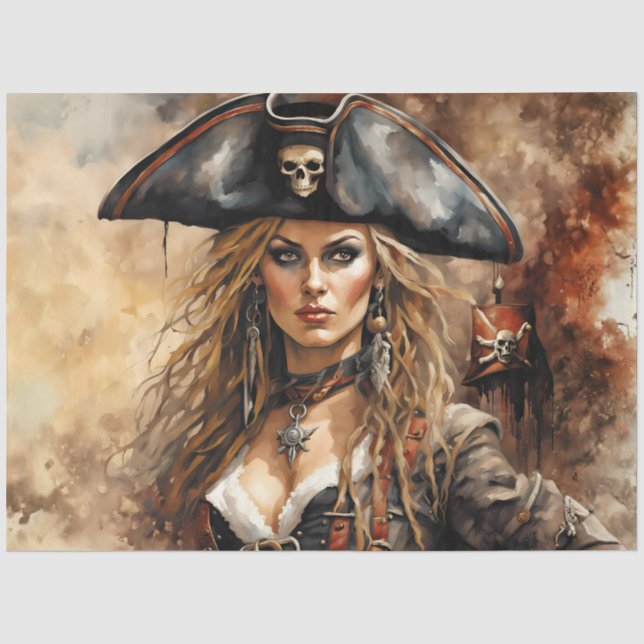 Pirate Queen | Nautical Caribbean Decoupage Paper (Front)