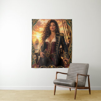 Pirate Queen of Golden Age Captain Vesera Kestrel Tapestry