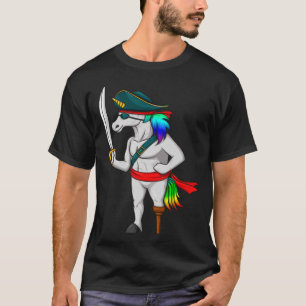Pirate Rainbow Unicorn With Sword Halloween Costu T-Shirt