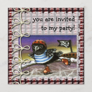Pirate raven ice skating invitation