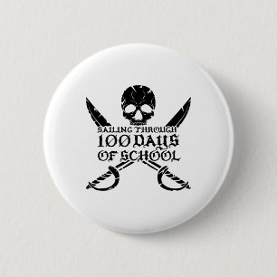 Pirate Sailing Through 100 Days Of School Boys  6 Cm Round Badge