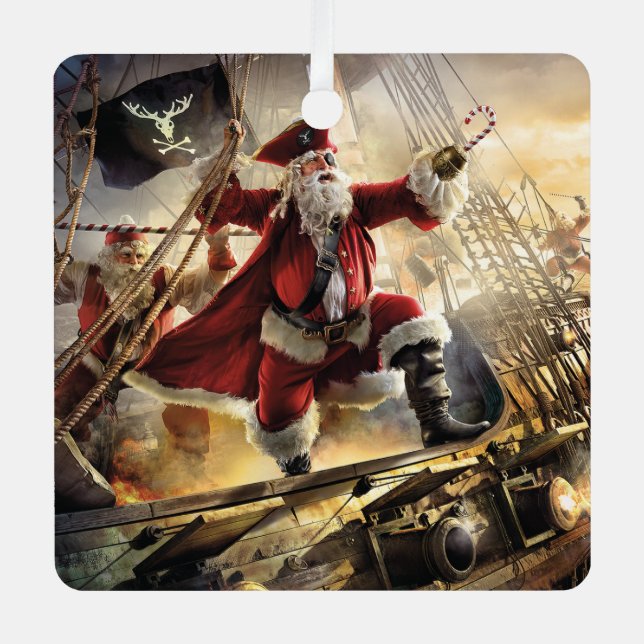 Pirate Santa Metal Tree Decoration (Front)