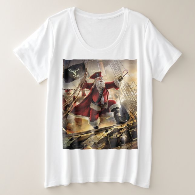 Pirate Santa Plus Size T-Shirt (Design Front)