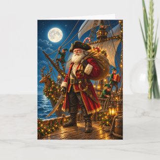 Pirate Santa’s Moonlit Voyage Christmas Card