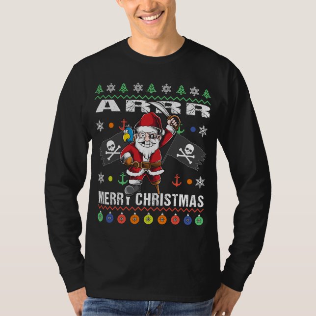 Pirate Santa Tacky Xmas Sweater Ar Merry Christmas (Front)