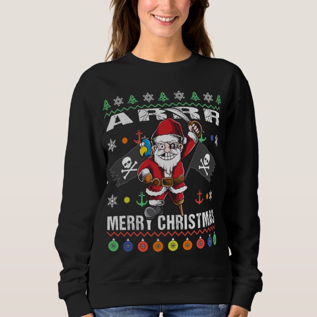 Pirate Santa Tacky Xmas Sweater Ar Merry Christmas (Front)