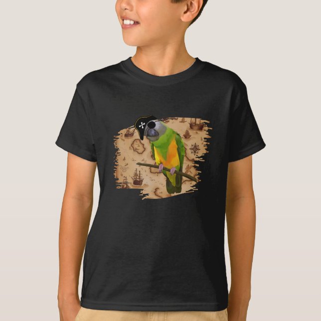 Pirate Senegal Parrot Treasure Map T-Shirt (Front)