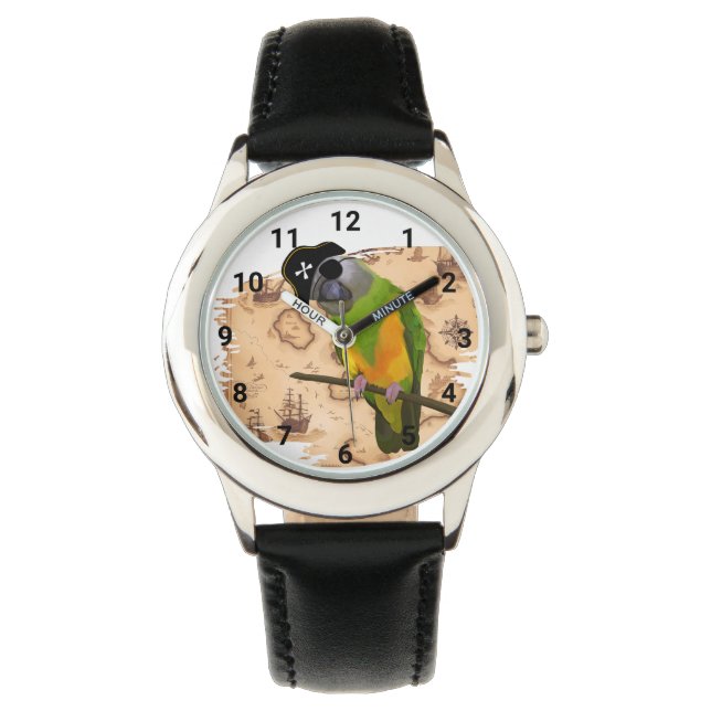 Pirate Senegal Parrot Treasure Map Watch (Front)