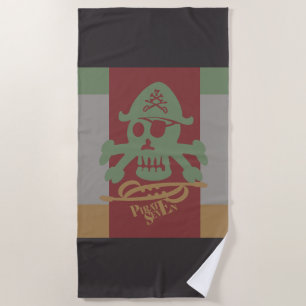 PIRATE SEVEN SKULL BY MASANSER PIXELAT BEACH TOWEL