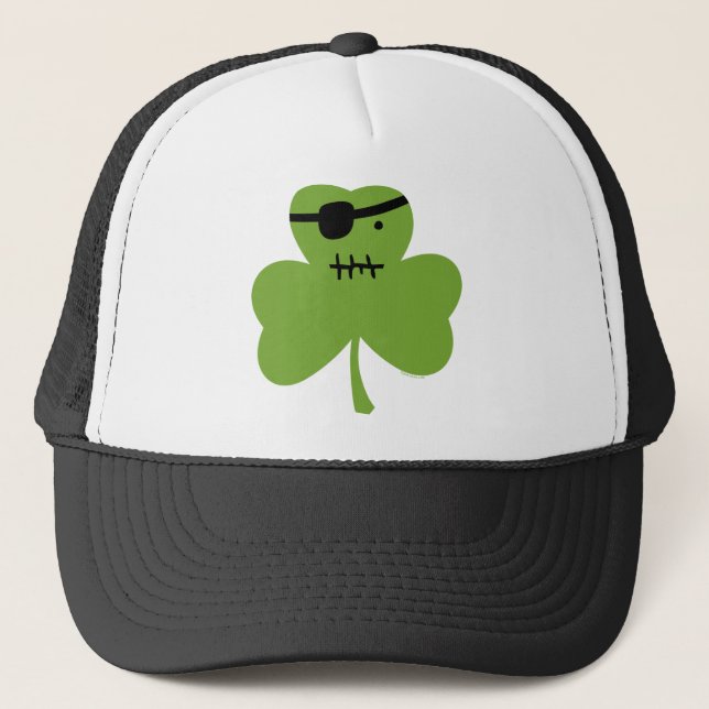 Pirate Shamrock Trucker Hat (Front)