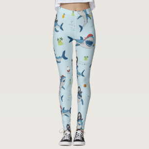 Pirate Shark Doodle Illustration Leggings