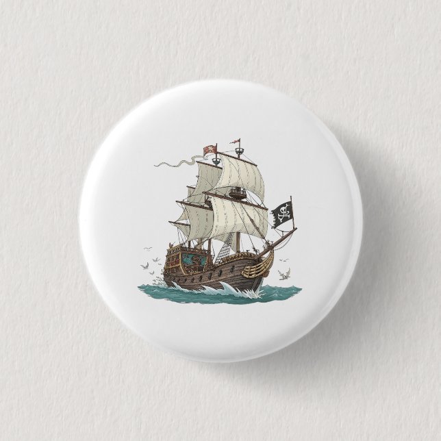 Pirate Ship 3 Cm Round Badge (Front)