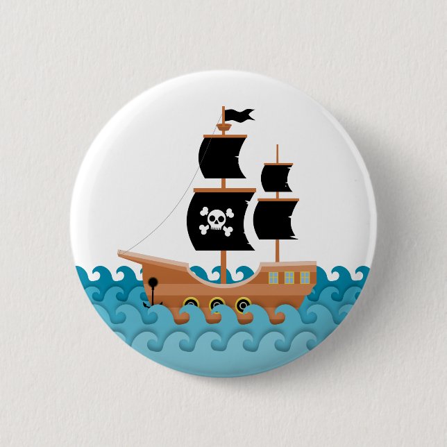 Pirate Ship 6 Cm Round Badge (Front)