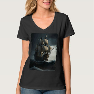 Pirate Ship Adventure Unique Rough Sea T-Shirt
