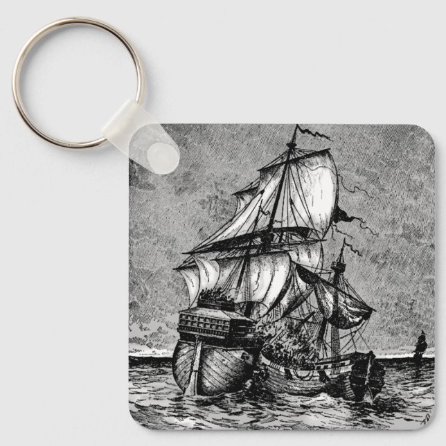 Pirate Ship and Galleon Key Ring (Front)