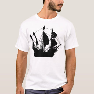 Pirate Ship army green tattered womens tshirt