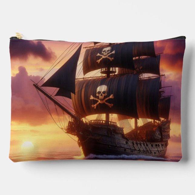 Pirate ship at sunrise/sunset  accessory pouch (Front)