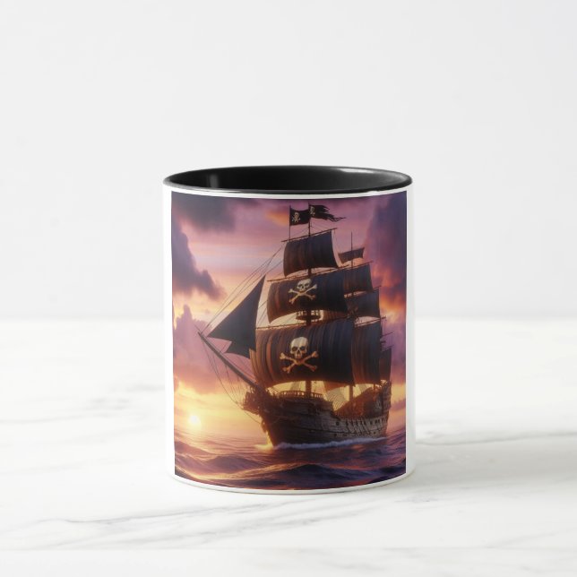 Pirate ship at sunrise/sunset  mug (Center)
